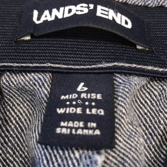 Land’s End chambray linen blend blue pull on elastic waist pants pockets SZ 6 - Picture 5 of 10